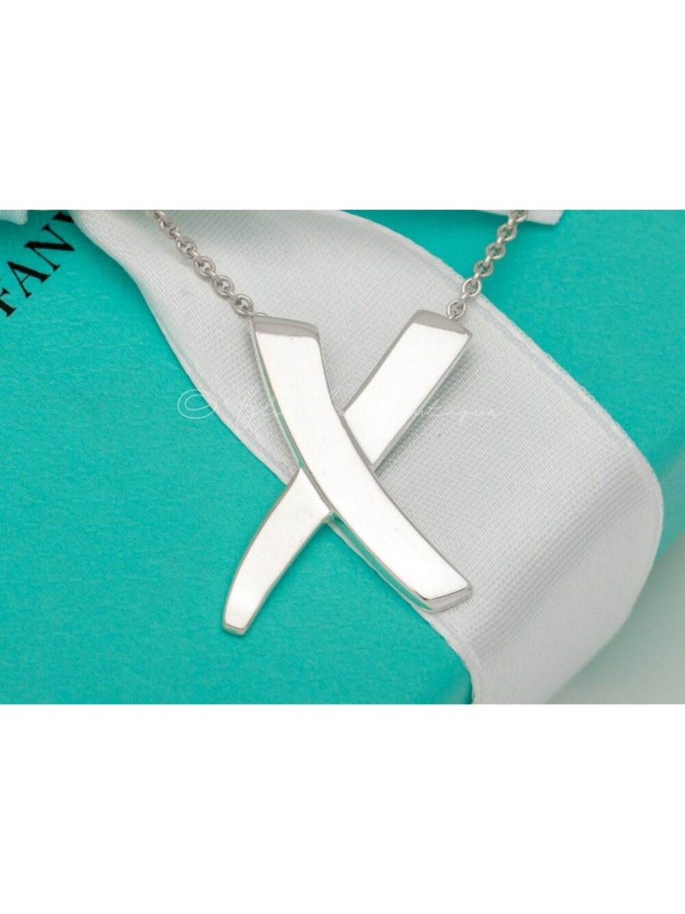 Tiffany & Co. Necklace Paloma Picasso Large X Kiss Graffiti Necklace Silver 16"